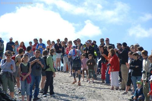 Foule dans la montée de la 6000D à la Plagne